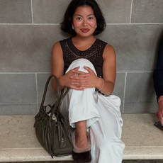 Fashion person Allison Ho wears the UGG Zora Ballet flat.