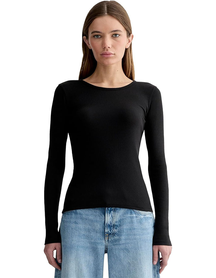 Everlane - the Luxe Rib Long-Sleeve Crew - Black Small