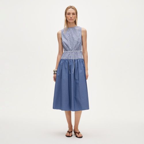 Open-Back Mixy Dress in Gingham Cotton Poplin