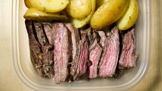 Roast leftovers in a Tupperware box