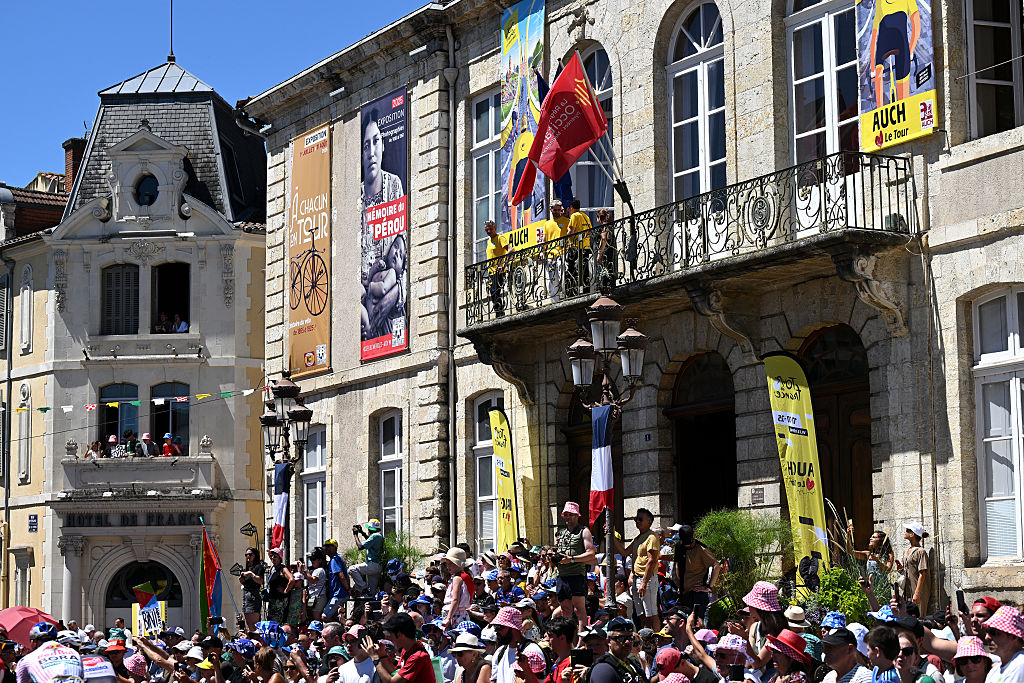 AUCH, FRANCE - JULY 17: Fans prior to the 112th Tour de France 2025, Stage 12 a 180.6km stage from Auch to Hautacam 1519m / #UCIWT / on July 17, 2025 in Auch, France. (Photo by Tim de Waele/Getty Images)