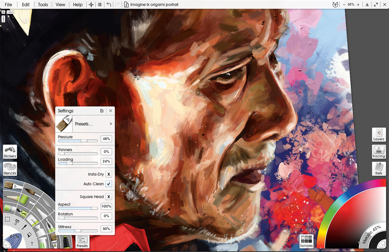 Paint expressive portrait art: Creating a raised brushstroke texture