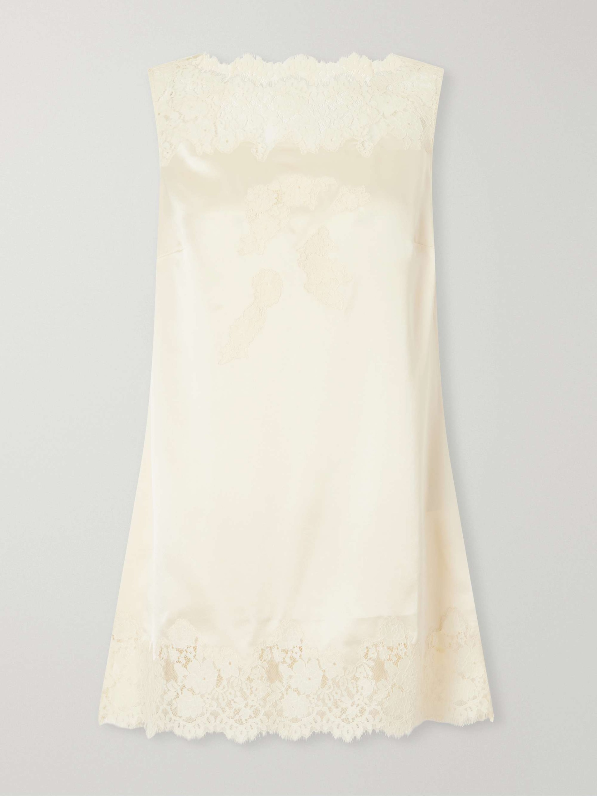 Vida Lace-Trimmed Silk-Satin Mini Dress