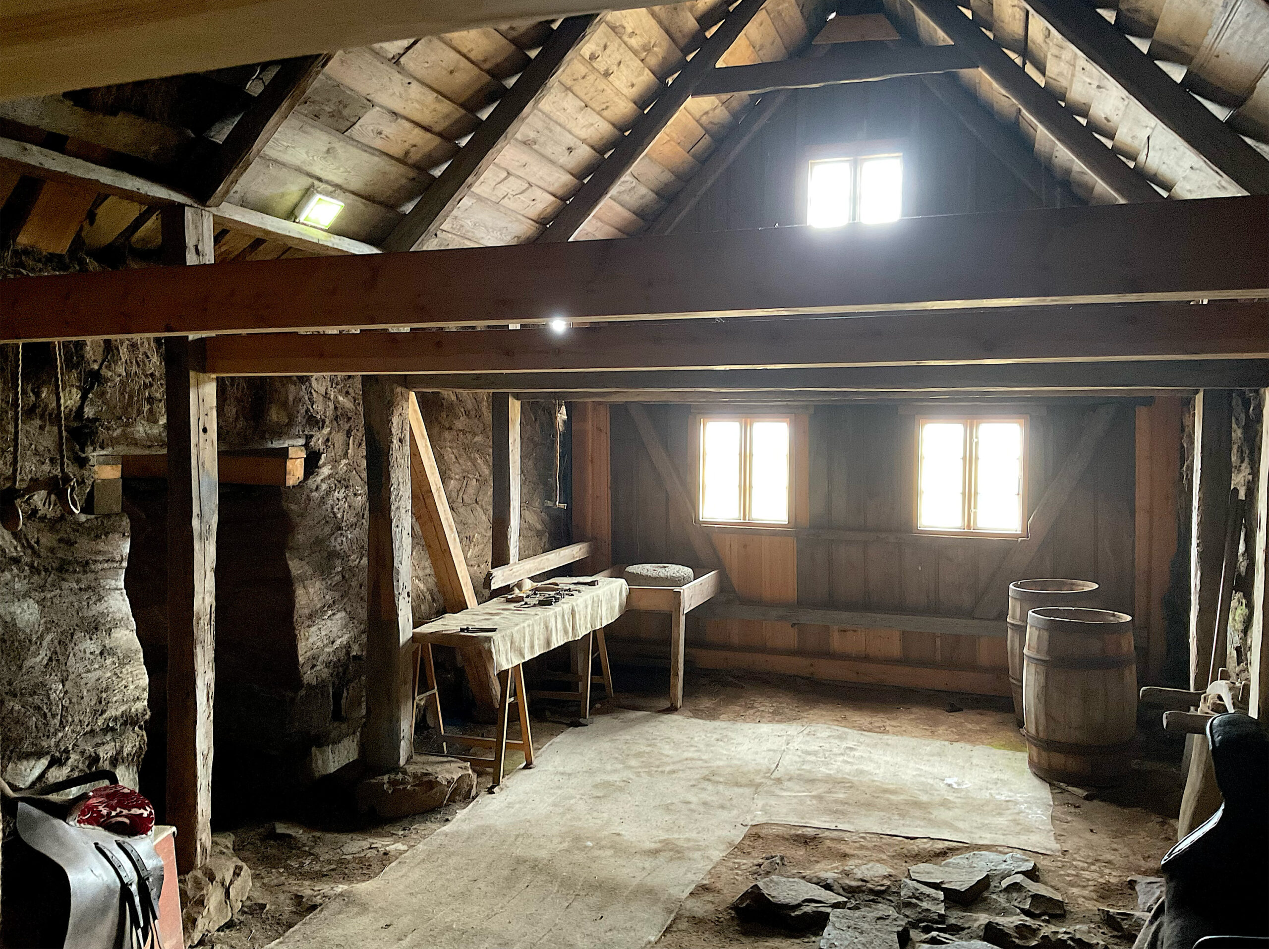 interior of Laufa&amp;#769;s, a traditional turf house in iceland