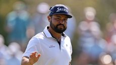 JJ Spaun waves to the crowd during the third round of the 2025 Players Championship