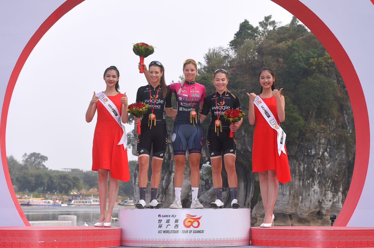 The podium of the Tour of Guangxi Women's Elite World Challenge