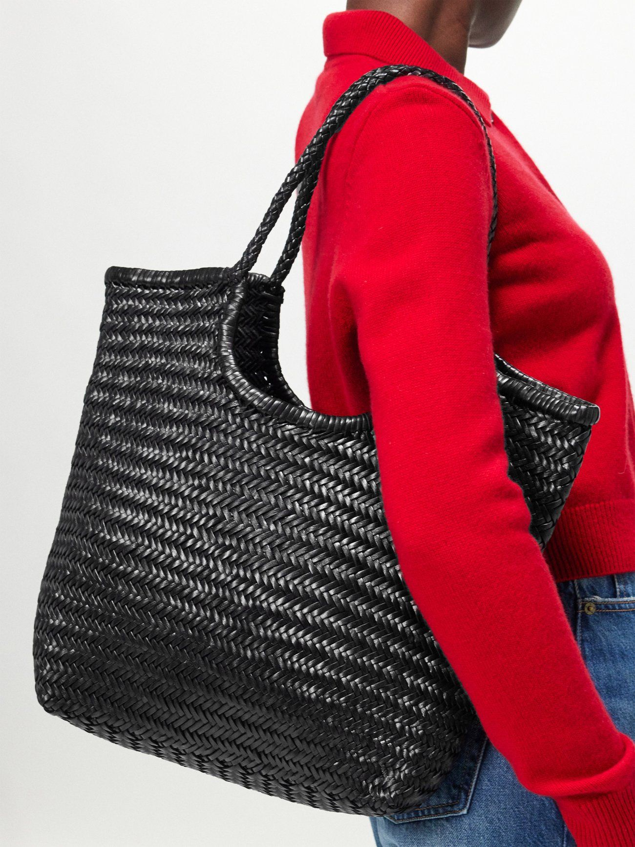 Triple Jump woven-leather basket bag