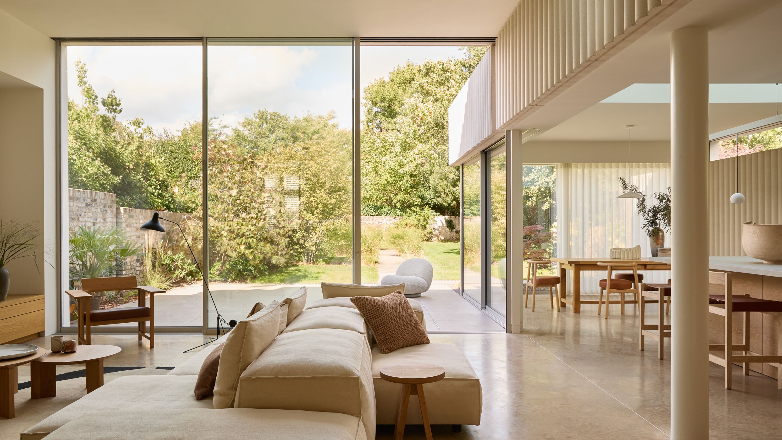 modern open plan living area with mezzanine