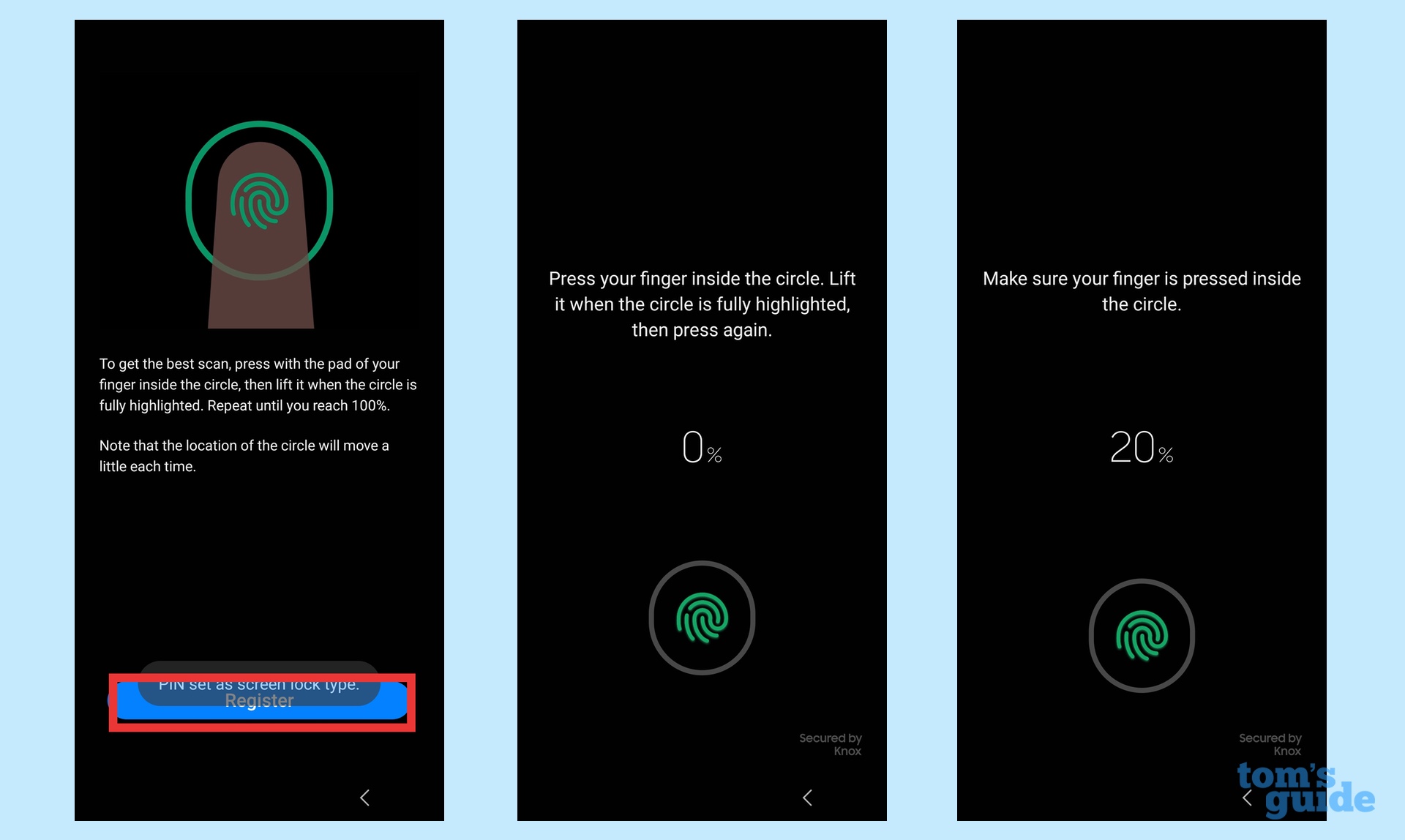 Register your fingerprint to set up the galaxy s23 fingerprint reader