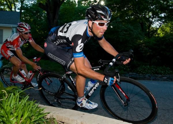 Gavriel Epstein (Chipotle Development Team) and Shane Kline (Bissell Pro Cycling) carve their way through a turn
