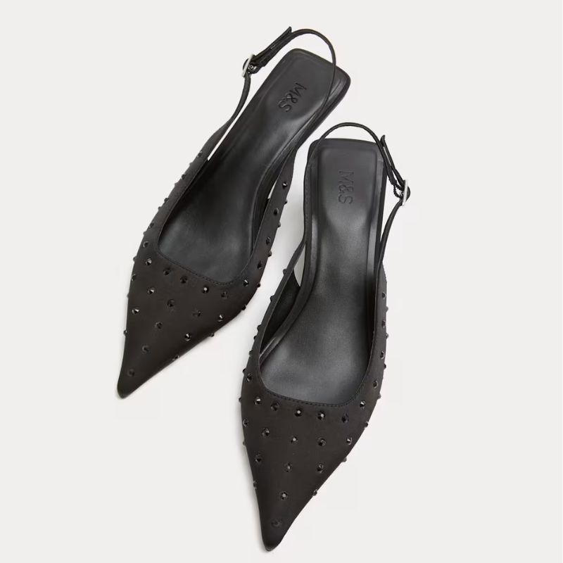 black studded sling backs