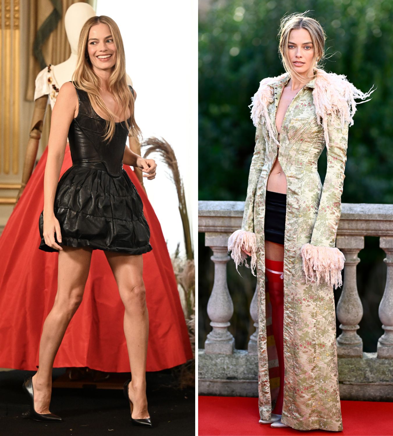 margot robbie wearing archival fashion during the wuthering heights press tour