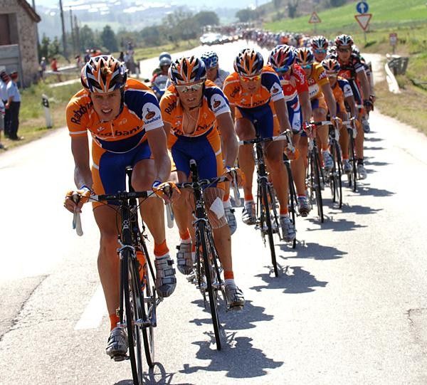 Rabobank lead the peloton for much of the day, here with Marc De Maar and Theo Eltink.