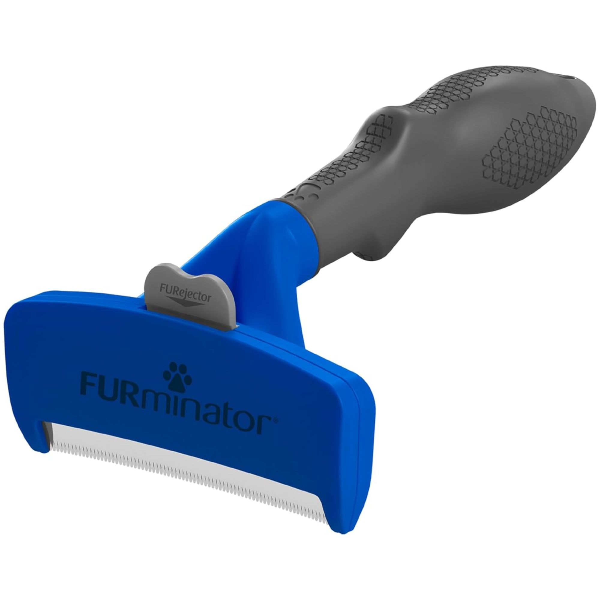 A blue and grey Furminator pet brush