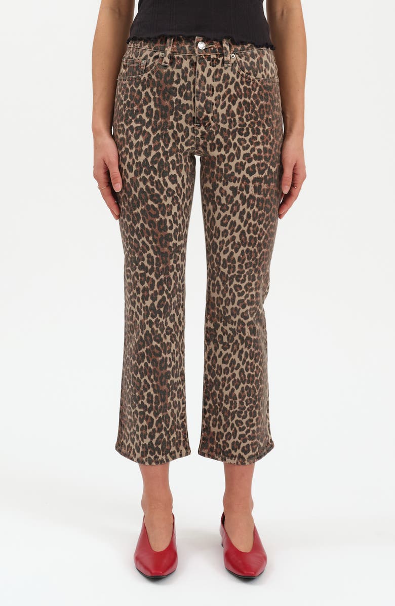 Shy Leopard Print Kick Flare Jeans