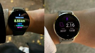 Ciara McGinley testing the Garmin vs Samsung Watch during a cardio workout