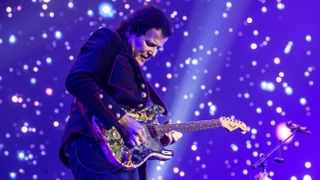 Guitarist Trevor Rabin of progressive rock group Yes performing live on stage during Stone Free Festival in the O2 Arena, London, on June 17, 2018