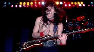 Cuban-born Rock musician Rudy Sarzo, of the band Quiet Riot, performs onstage, Milwaukee, Wisconsin, January 14, 1984.