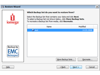 Select the backup set, which you want to use for restore.