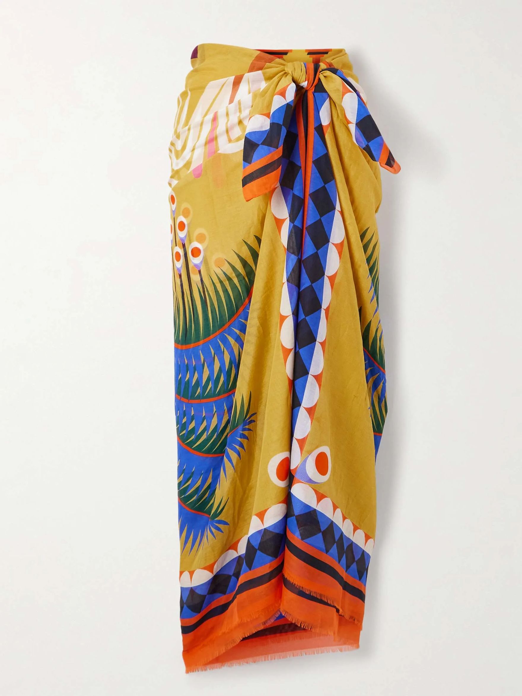 + Agostino Iacurci Frayed Printed Cotton and Silk-Blend Voile Pareo