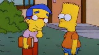 Screenshot of Milhouse embarrassed in The Simpsons