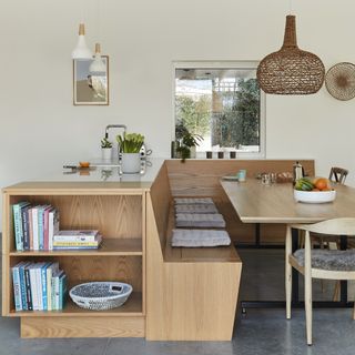 kitchen with wooden storage bench