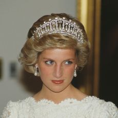 Princess Diana attends a gala evening at the National Gallery in Washington