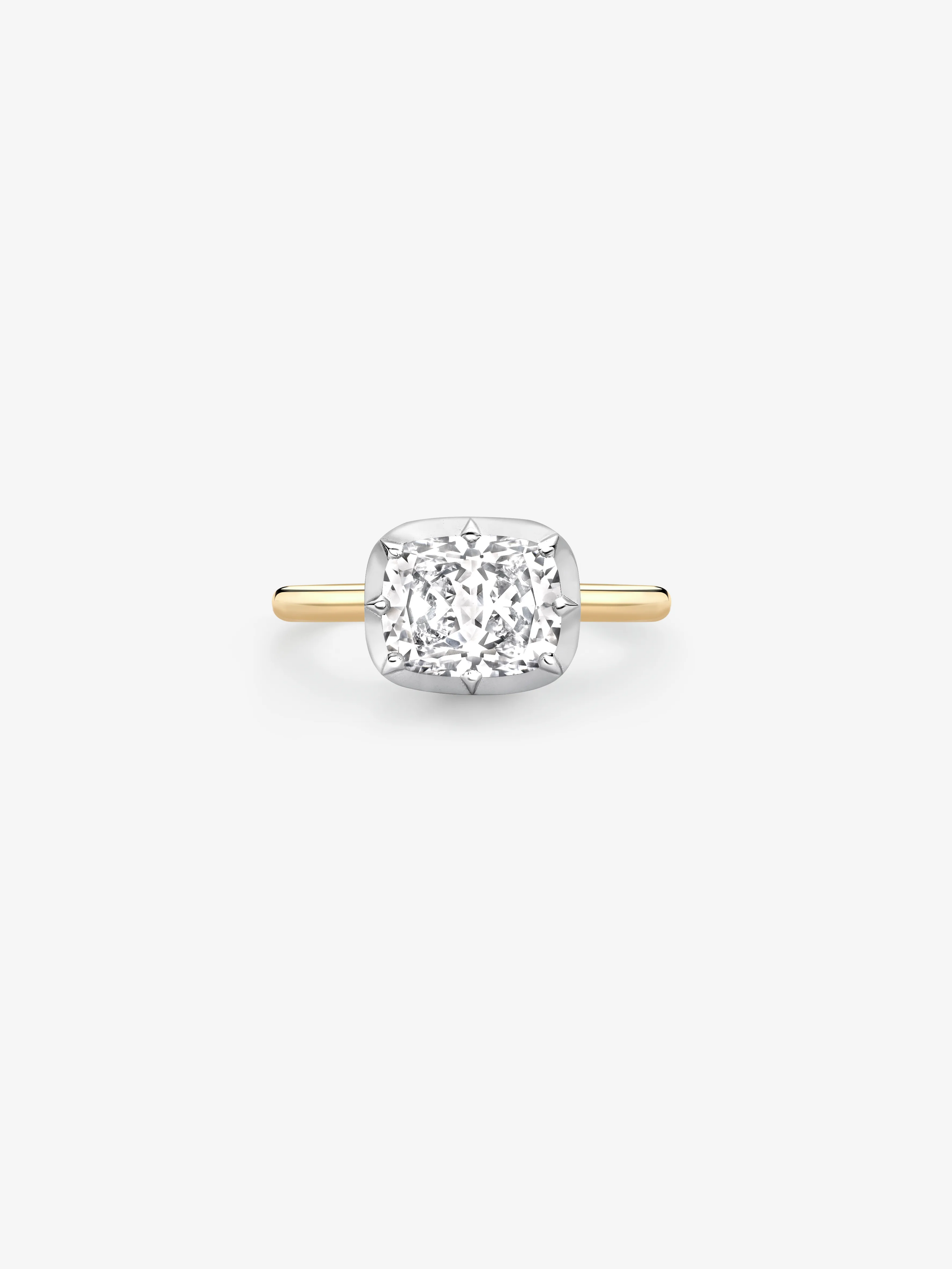 2.01ct East-West Cushion Diamond Button Back Ring