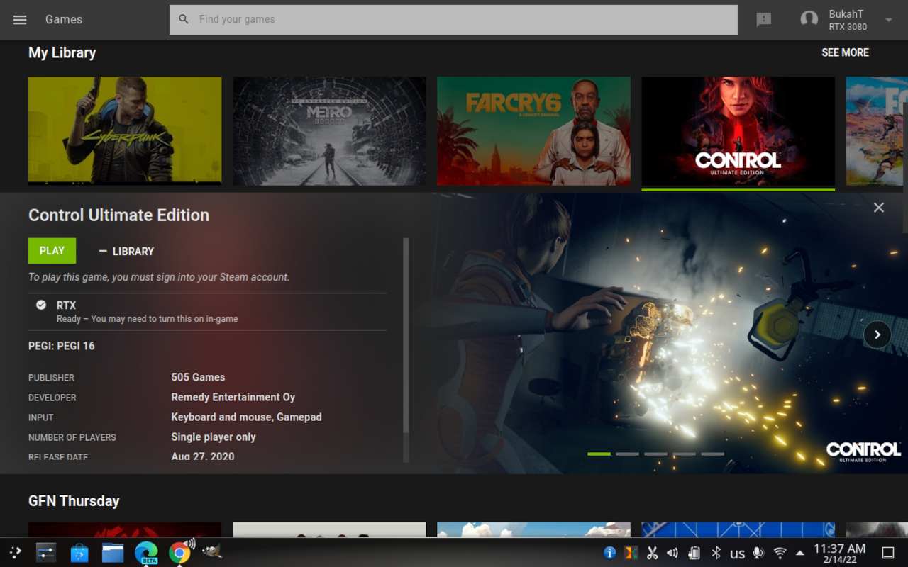 GeForce Now running on the Steam Deck's desktop mode