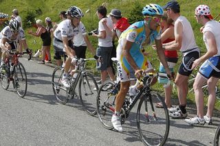 Alberto Contador (Astana), Andy Schleck (Saxo Bank) and Cadel Evans (BMC)