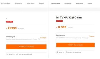 Temporary listings on Xiaomi's Mi TV 4A