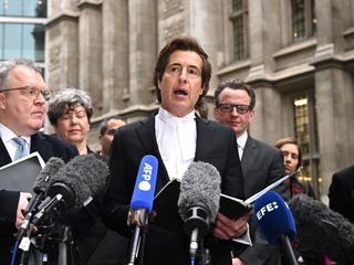 Barrister David Sherborne speaks to media outside the High Court in 2025