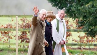 King Charles III and Queen Camilla, accompanied by The Reverend Canon Dr Paul Williams, attend the Sunday service at the Church of St Mary Magdalene