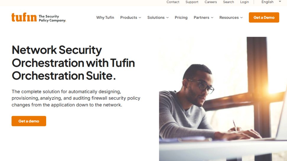 Website screenshot of Tufin Orchestration Suite (August, 2025)