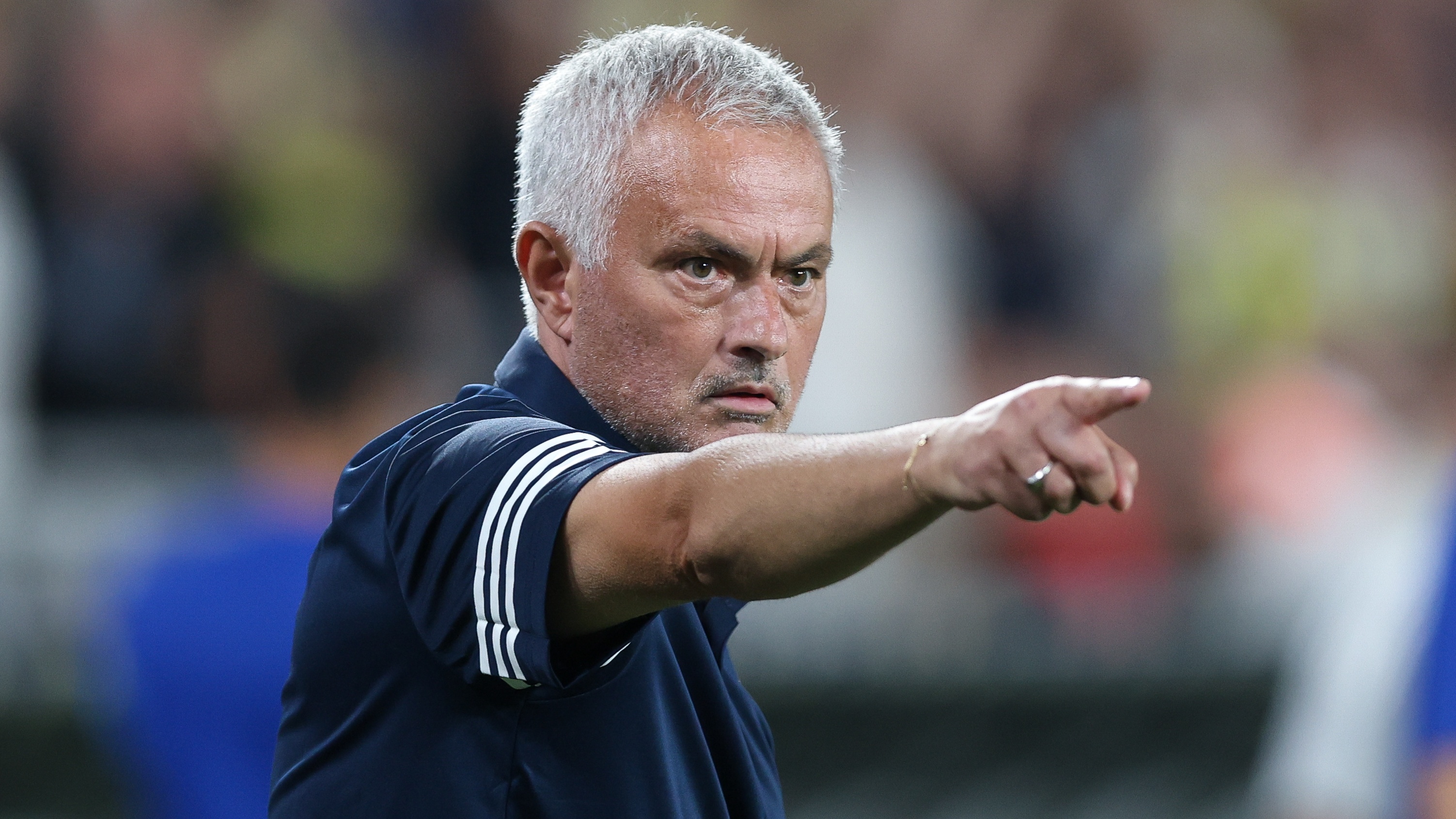 Head coach Jose Mourinho gestures during the UEFA Champions League Third Qualifying Round Second Leg match between Fenerbahce and Feyenoord at Ulker Sukru Saracoglu Stadium on August 12, 2025 in Istanbul, Turkey.