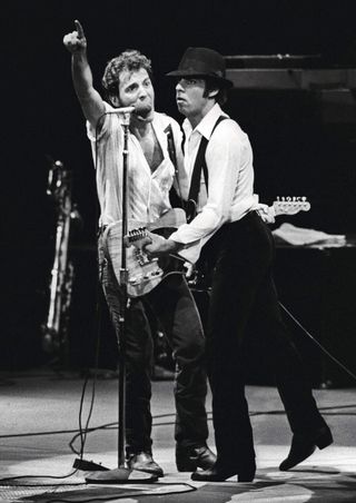 Bruce Springsteen and Little Steven perform at the Oakland Coliseum in October 1981