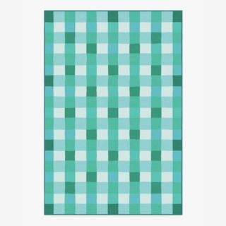 teal plaid rug