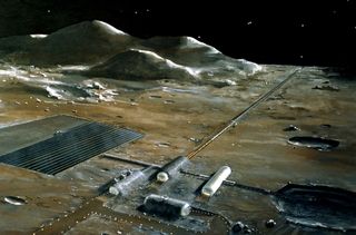 A lunar base, as imagined by NASA in the 1970s.