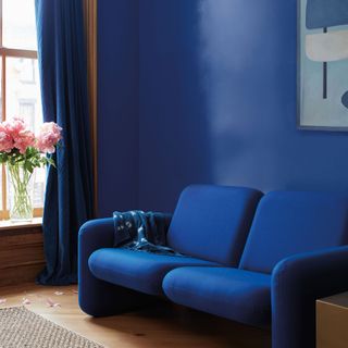 Blue painted living room paint trends 2023