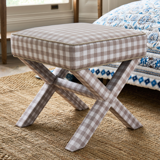 Nina Campbell Natural Bracken Check Walton Footstool