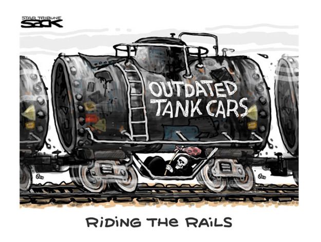 Editorial cartoon oil tank disaster