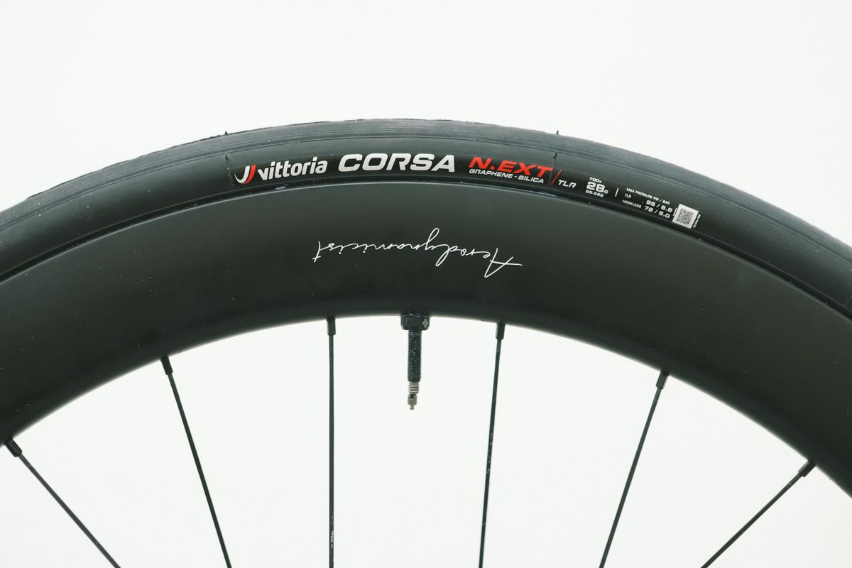 a close up of a black road bike tyre