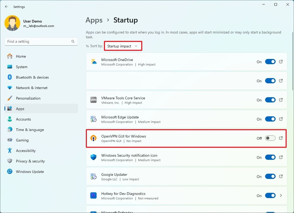 Disable Startup apps on Windows 11