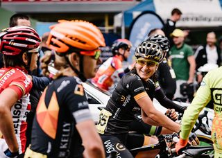 Wiggle-Honda's Elisa Longo Borghini smiling at the stage 4 start line