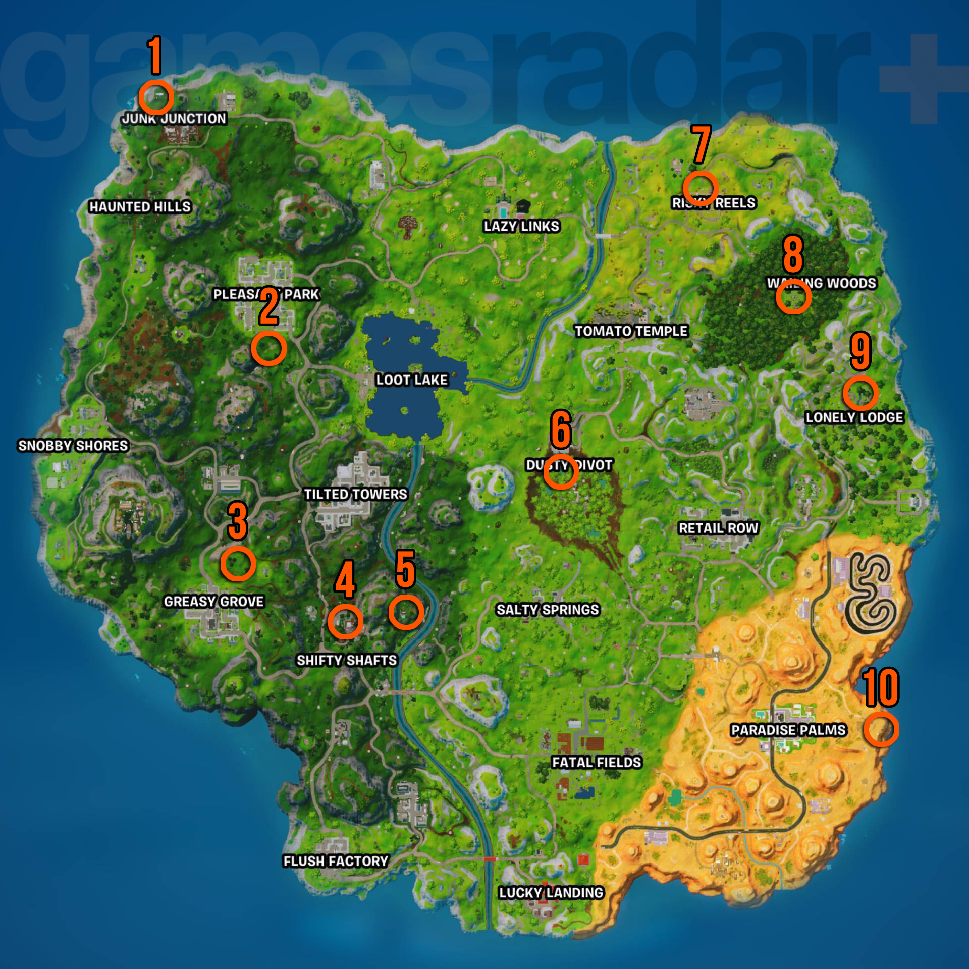 Carte de localisation Fortnite Gnomes dans la saison OG