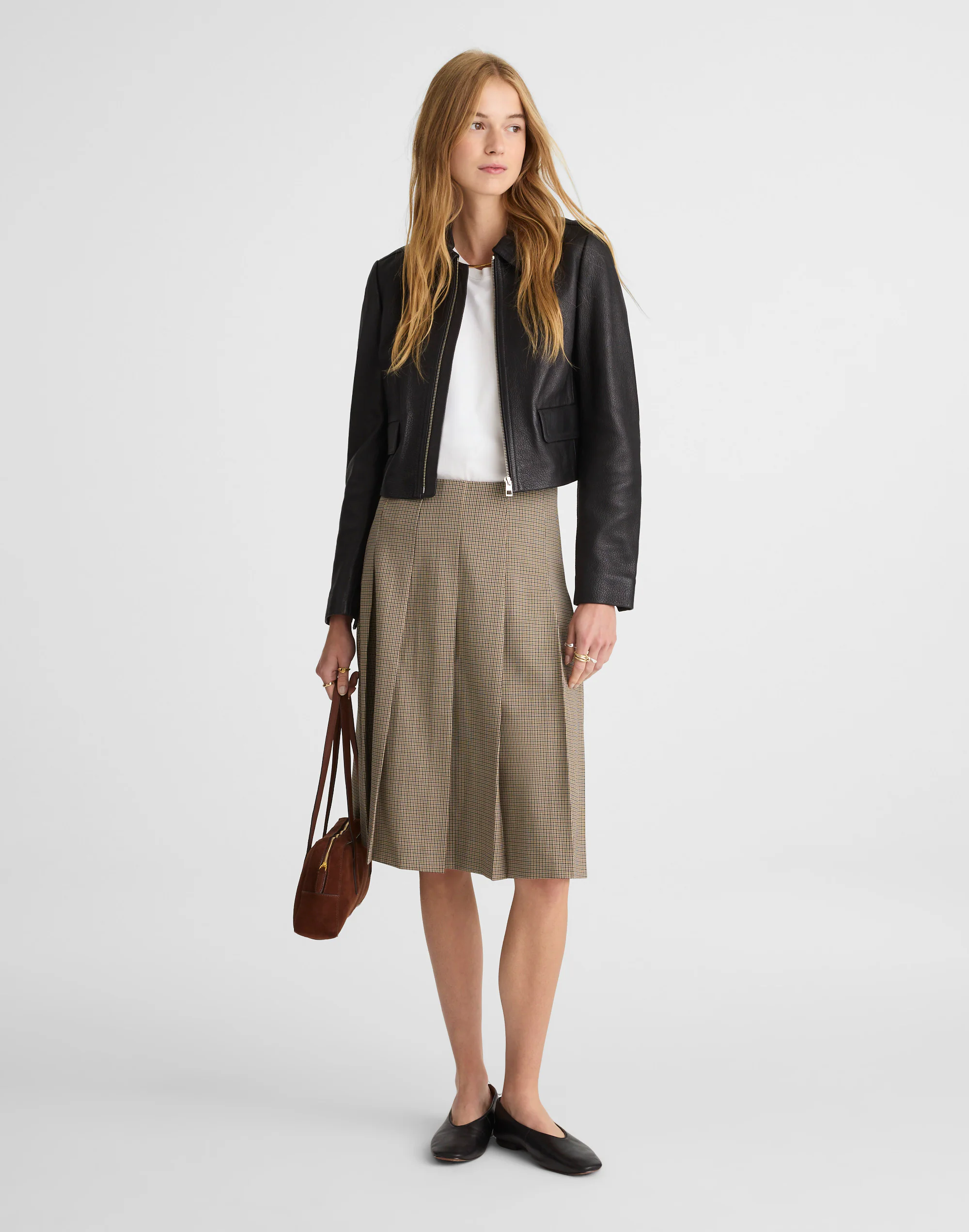 A-Line Midi Skirt in Wool-Blend Twill