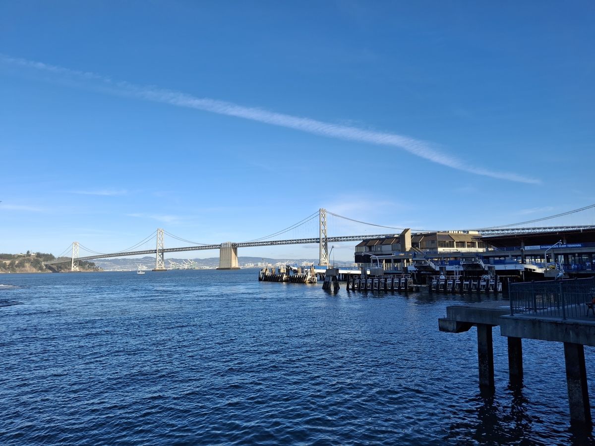 Photo of the Bay Bridge shot from the shore by a Galaxy A35