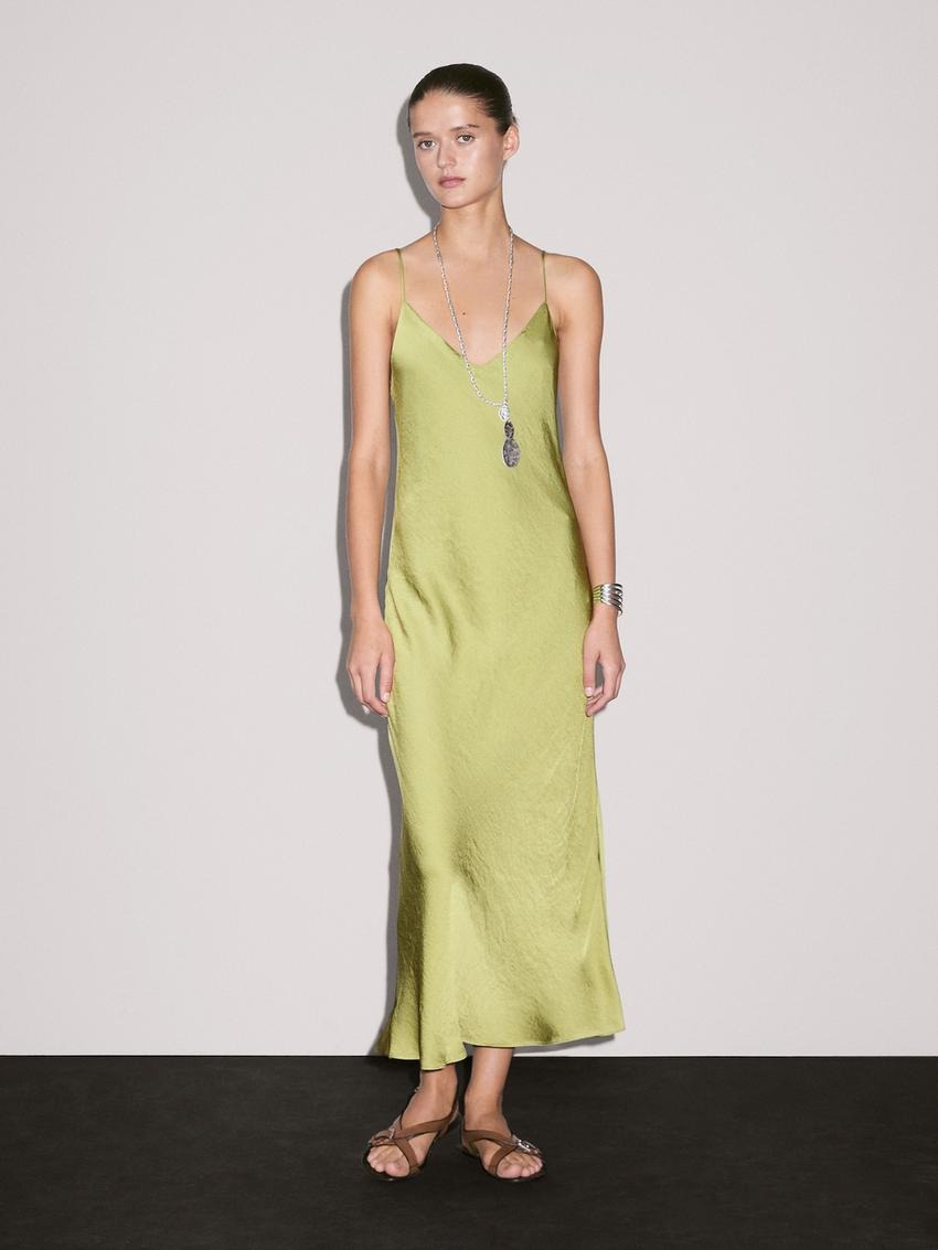 Massimo Dutti, Flowing Satin Midi Dress