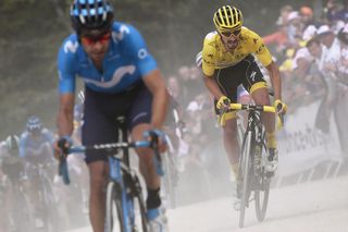 LA PLANCHE FRANCE 11 juillet de l'Espagne Mikel Landa, Team Movistar Julian Alaphilippe de France et Team Deceuninck QuickStep Yellow Leader Jersey lors du 106e Tournoi de France 2019 Étape 6, Étape 1605 km de Mulhouse à La Planche des Belles Filles 1140m TDF TDF2019 LeTour le 11 juillet 2019 à La Planche France Photo par Marco Bertorello Paul Getty Images