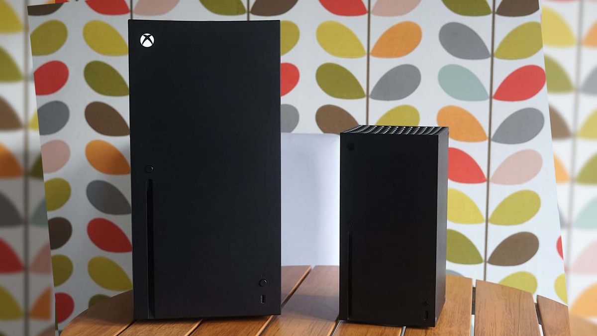 Xbox Series X next to Xbox Mini Fridge.